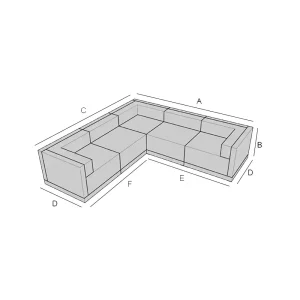 copertura impermeabile su misura per divano d'angolo con un'altezza