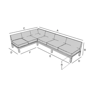 Copertura su misura per divano d'angolo a due altezze