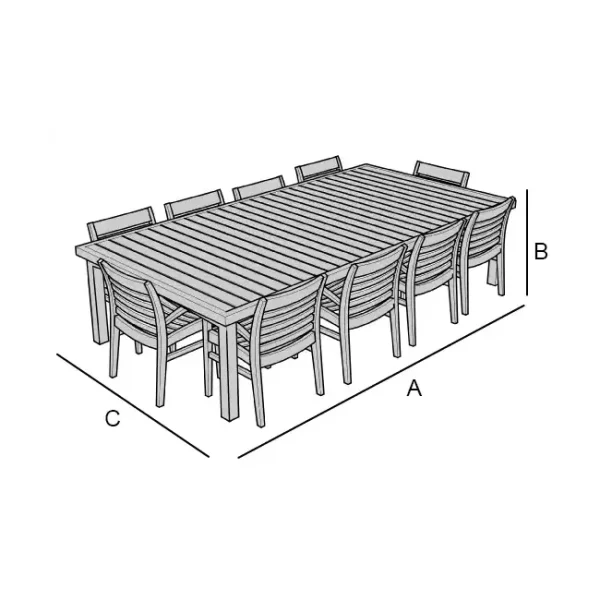 copertura impermeabile su misura per set da giardino rettangolare