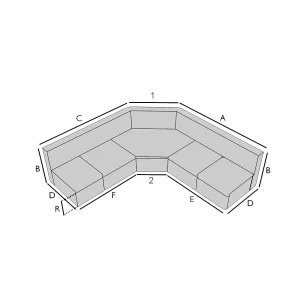 copertura impermeabile su misura per divano a L d'angolo arrotondato