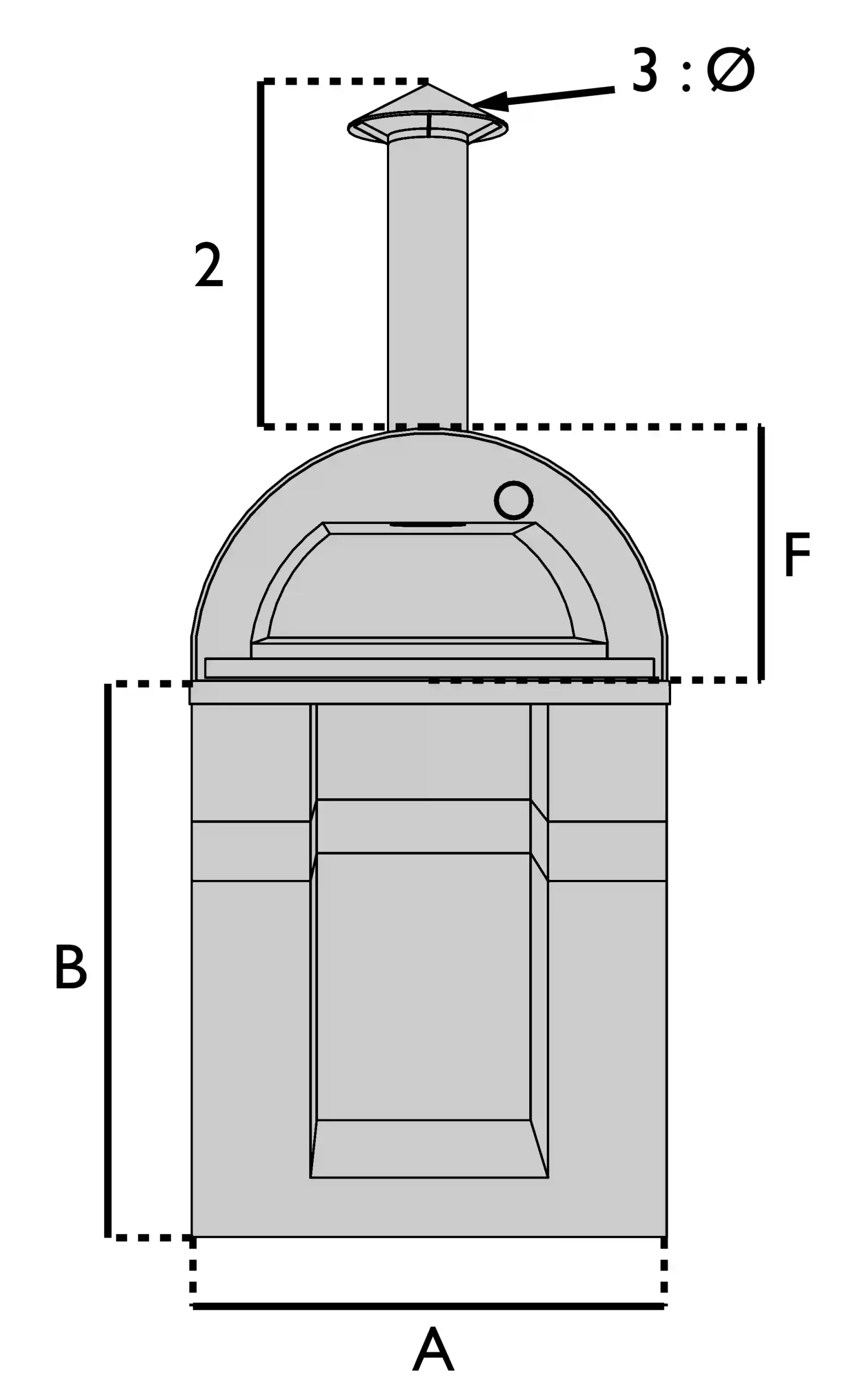 Copertura forno a pizza con base lato
